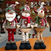 Christmas Decoration 18.9" Large Standing Snowmen, Elk, Santa Claus Plush Doll with Retractable Spring Legs for Christmas Ornaments Home Holiday Decoration Xmas Gift