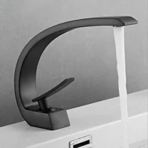 Matte Black Waterfall Bathroom Sink Faucet Vanity Basin Mixer Taps Single Handle