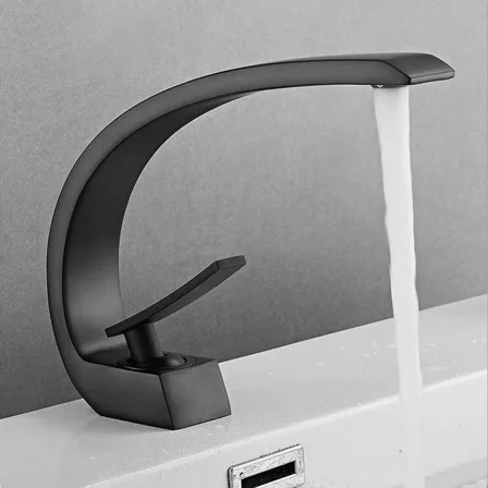 Matte Black Waterfall Bathroom Sink Faucet Vanity Basin Mixer Taps Single Handle