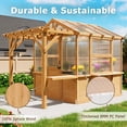 thumbnail image 4 of Erinnyees 11'x7' Outdoor Wood Greenhouse with Pergola, Heavy Duty Green House with Workstation & Staging Shelves,8MM Thick PC Panel, Top-hung Folding Windows, 4 of 8