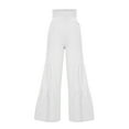 thumbnail image 4 of Homenesgenics Womens Trousers Linen Pants for Women White Women's Fashion Casual High Waist Elastic Waist Solid Color Ruffle Wide Leg Long Pants, 4 of 5