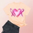 thumbnail image 2 of Sexlip Women's Heart Ribbon Print Short Sleeve T Shirt Stylish Design Soft Fabric Daily Casual Wear Beige M, 2 of 3