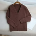 thumbnail image 4 of Womens Soft Sweater Cardigans Button Up Long Sleeve V Neck Knit Sweaters Solid Color Comfy Casual Fall Outerwear (Free Size, Coffee), 4 of 7