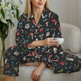 thumbnail image 4 of Goofa Forest Flora and Insects Printed Women’s 2 Piece Pajama Set Super,Pajamas Women's Long Sleeve Sleepwear Soft Button Down Loungewear Pjs Lounge Set Nightwear-Small, 4 of 9