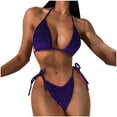 thumbnail image 2 of YWDJ 2 Piece Swimsuit for Women Print Set Swimsuit Two Piece Filled Bra Swimwear Beachwear Purple M, 2 of 8