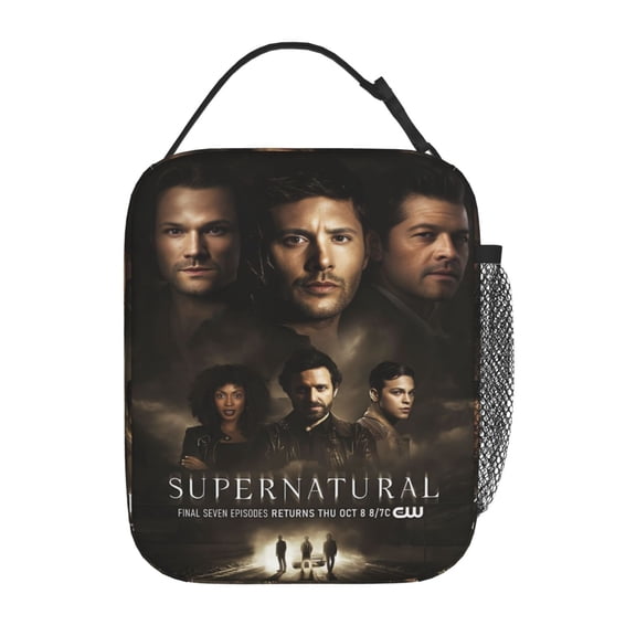 Personalized Supernatural Insulated Lunch Box Bag For Women/Men, Leak-Proof & Freezer-Safe, Adjustable Strap & Side Pocket For Work, Camping, Picnic, Beach 10*4*8.5inch