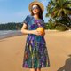 thumbnail image 4 of Balery Cosmic Purple Irises Vestidos sueltos de manga corta para mujer, vestidos de verano 2025, vestidos casuales de corte A con vuelo., 4 of 6