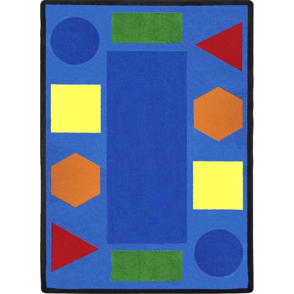 Joy Carpets Kid Essentials Sitting Shapes 5'4" x 7'8" Area Rug in Color Multi