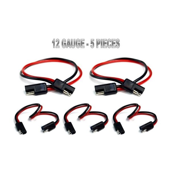 5 PIECES 12 GA 12" QUICK DISCONNECT POLARIZED INLINE POWER CABLE WIRE