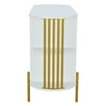 thumbnail image 6 of 47" Elegant Curved Sideboard Buffet Cabinet with Gold Trim and Woven Rattan Doors for Dining Room,Kitchen(Beige), 6 of 7