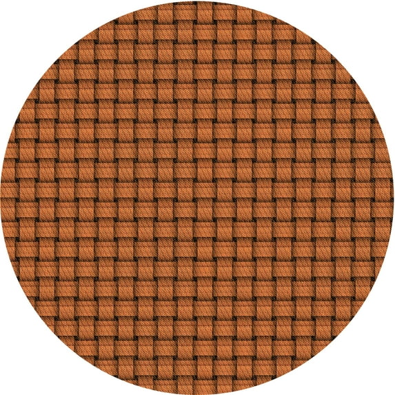 Ahgly Company Indoor Round Patterned Neon Orange Area Rugs, 8' Round