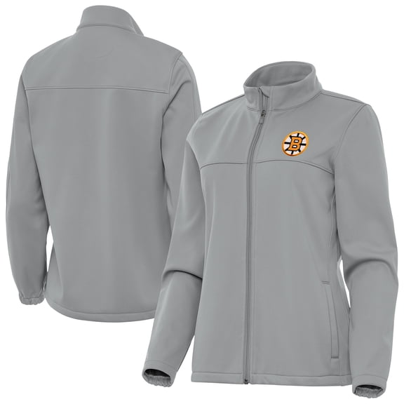 Women's Antigua Gray Boston Bruins Links Full-Zip Golf Jacket