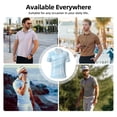 thumbnail image 4 of Kdxio Light Blue Marble Print Men's Short Sleeve Polo Shirt,Midweight Men's Shirt, 4 of 6
