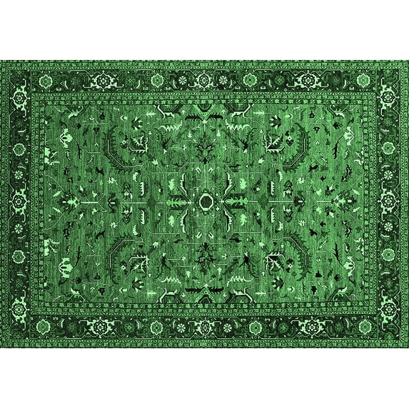 Ahgly Company Indoor Rectangle Oriental Emerald Green Industrial Area Rugs, 7' x 9'