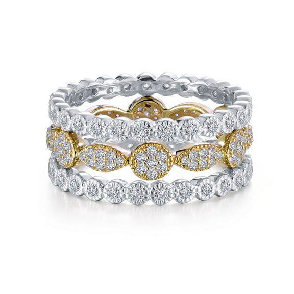 Lafonn Classic Sterling Silver 2-Tone Plated Simulated Diamond Ring (1.29 CTTW)