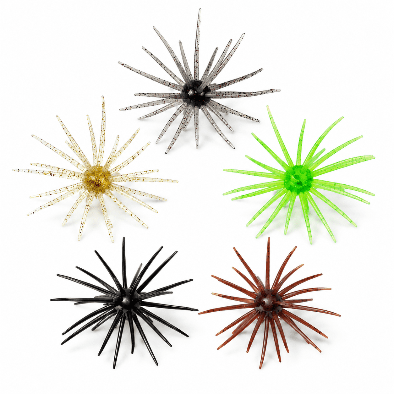 ABPETE Sea Urchin Fishing Lures, 5-Pack Floating Soft Baits with Flexible Tentacles for Sea Bass, Striped Bass & Rockfish, Artificial Saltwater and Shore Fishing Bait