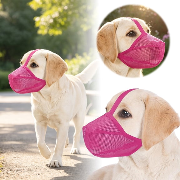 Adjustable Breathable Mesh Dog Muzzle Anti-Bite Anti-Licking Pet Mouth Cover Water Drinking Friendly Soft Polyester Dog Mask for All Breeds