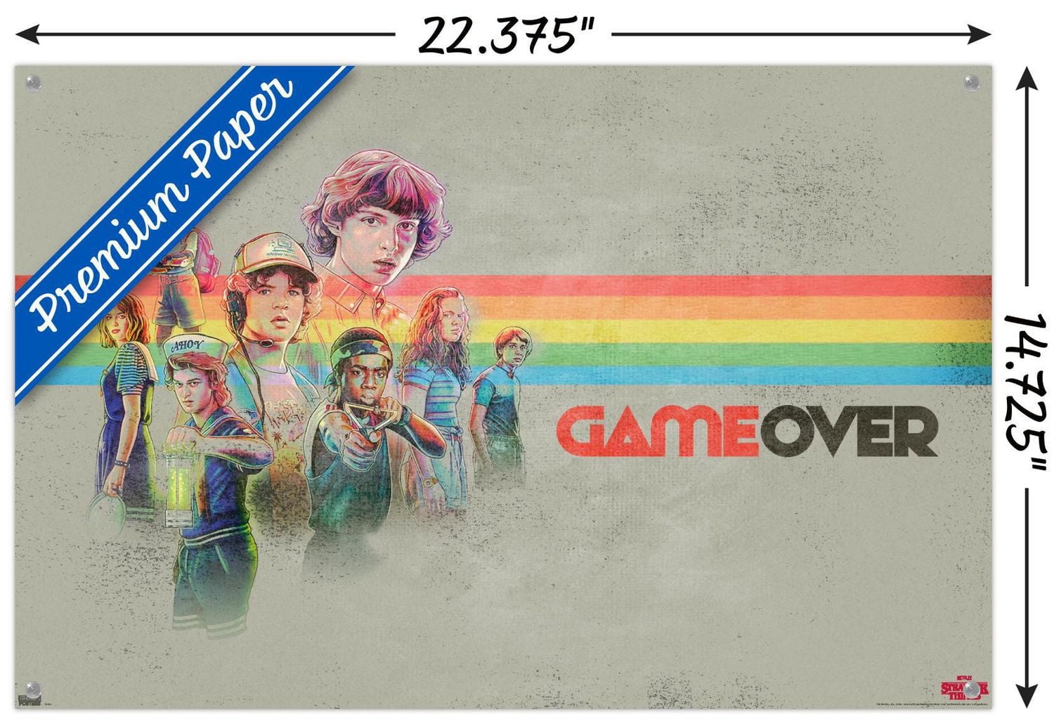 Netflix Stranger Things 3 - Game Over Wall Poster with Push Pins, 14.725" x 22.375"