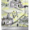 thumbnail image 1 of Soimoi Yellow Velvet Fabric Giraffe,Human Face & Ancient Place Architectural Print Sewing Fabric BTY 58 Inch Wide, 1 of 1