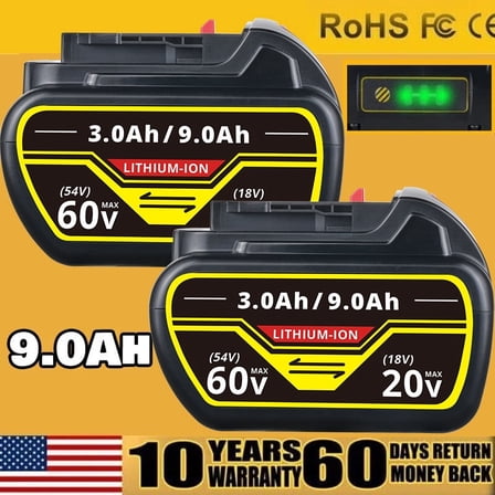 2Pack DCB606 9.0AH Replacement for DW 20V/60V Battery Lithium-ion Battery DCB606 DCB609 DCB612 Compatible with DW Cordless Power Tools and Chargers