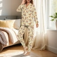 thumbnail image 3 of DISNIMO Pajama Sets for Women Corgi Print 2 Piece Long Sleeve Sleepwear Soft V Neck Tops and Long Pants Set Button Down Loungewear Nightwear, 3 of 7
