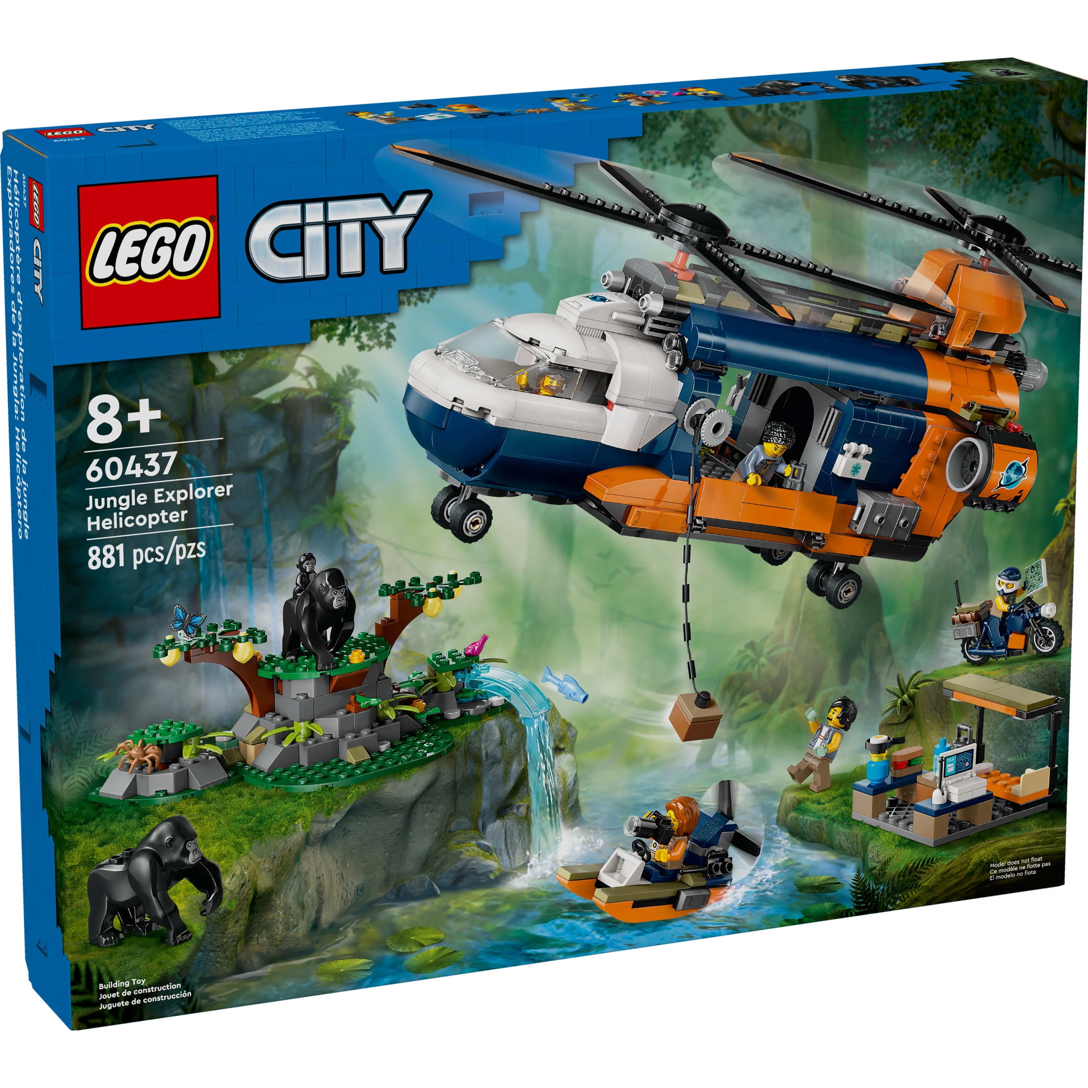LEGO City Jungle Explorer Helicopter at Base Camp Building Toy, Adventure Gift for Kids Ages 8 and up, 60437