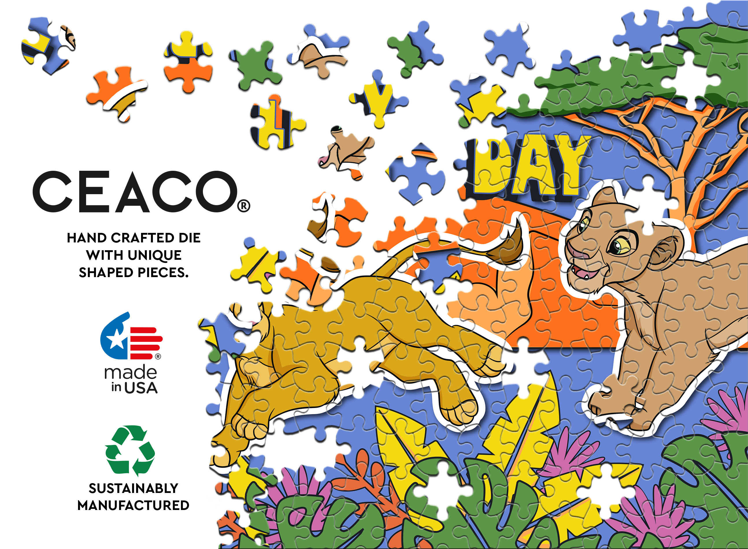 Ceaco Disney Friends Play All Day 200-Piece Interlocking Jigsaw Puzzle for Children Ages 8+