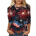 thumbnail image 1 of Mujeres 3/4 Manga Tops Y Blusas de Impresión Cuello Redondo Suéter, Tops de Moda de la Mujer para la Primavera Y el Verano, 1 of 8