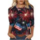 thumbnail image 1 of Mujeres 3/4 Manga Tops Y Blusas de Impresión Cuello Redondo Suéter, Tops de Moda de la Mujer para la Primavera Y el Verano, 1 of 8