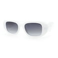 thumbnail image 4 of Womens Mod Bold Geometric Bevel Narrow Rectangle Minimal Plastic Sunglasses White - Smoke, 4 of 6