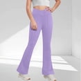 thumbnail image 2 of YDFCWXW Girl's Leggings Cross High Waisted Flare Pants Yoga Bootcut Pants Solid Color Full Length Bell Bottoms (Purple, 9-10 Years), 2 of 5