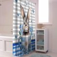 thumbnail image 5 of Easter Shower Curtain Bunny Flowers Teacup Shower Curtains for Bathroom Decor Blue Stripes Plaid Spring Bath Curtains Sets for Spring Easter Bathroom Decor Fabric Waterproof Small Stall 36" X 72", 5 of 5