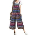 thumbnail image 1 of FASHIONWT Women Plus Size Printing Suspenders One-Piece Overalls Calf-Length Pants Square Neck Sleeveless Overalls, 1 of 5