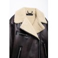 thumbnail image 5 of HH TRAF Chaqueta larga reversible todo en uno de piel retro a la moda para mujer, chaqueta cálida informal de calle con bolsillo y cremallera versátil para mujer, 5 of 5