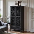 thumbnail image 2 of GZXS Black Tall Kitchen Pantry with Drawer, 55"H Freestanding Storage Cabinet with Adjustable Shelves, Vintage Hollow-Carved Decorative Cupboard for Dining Room & Hallway, 2 of 10