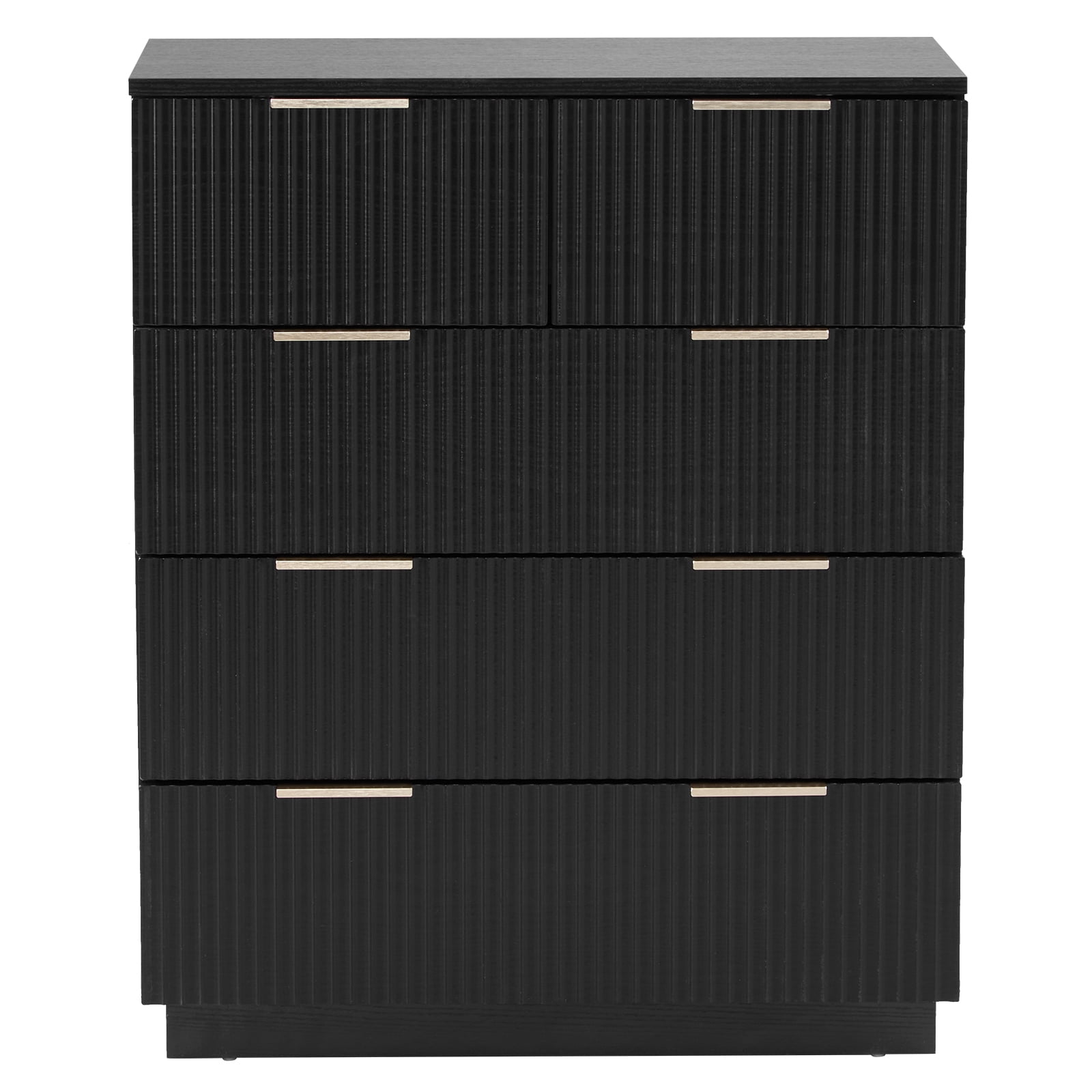 Four-Level Cabinet with Five Drawer, Black P2 Particle Board and Density Board Wavy Pattern Drawer