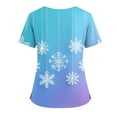 thumbnail image 4 of WonderWiz Womens Christmas Scrub Tops Funny Printed V Neck Short Sleeve Shirts Stretch Medical Nursing Uniform with Pockets Light Blue 3XL, 4 of 5