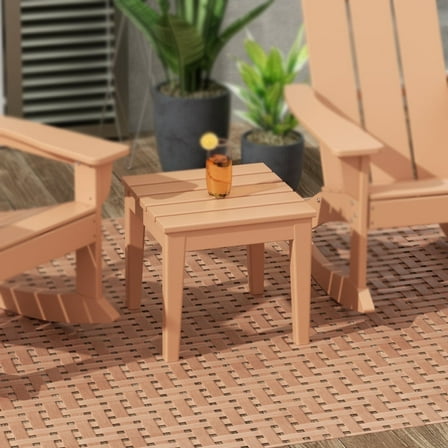 WestinTrends Ashore Oversized Outdoor Side Table, 18 Inch All Weather Poly Lumber Adirondack Patio Side Table Square End Table, Teak