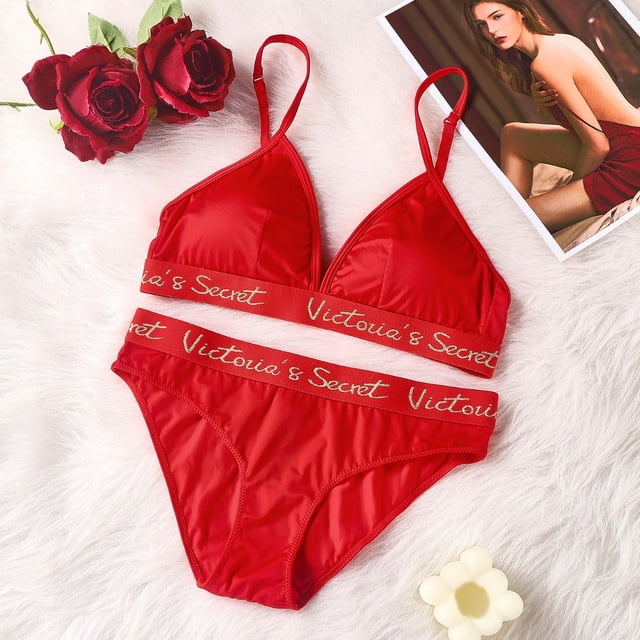Victoria Secret 2 Piezas Conjunto De Lencería Sexy Diseño De Marca De Mujer Cómoda Push-Up Sujetador Sin Costuras Para VS Copa Triangular Francesa