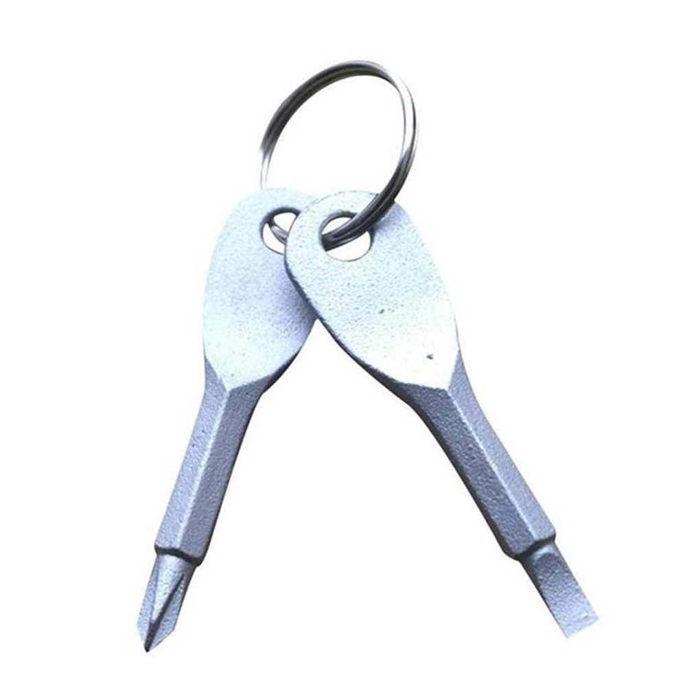 Flat Head 2 Key Ring Key Chain Screwdriver Stainless Steel Type Phillips Head 