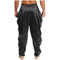 thumbnail image 2 of Nyeemya Men's Arabian Prince Harem Pants Satin Yoga Beach High Waist Baggy Trousers for Belly Dance Black XL, 2 of 6