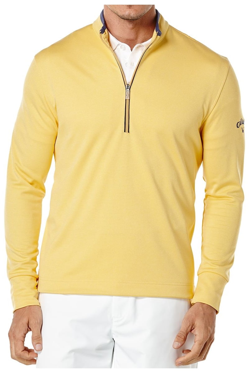 Callaway Men's Waffle Fleece Quarter-Zip Golf Pullover (Buff Yellow ...