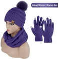 thumbnail image 5 of URATOT Winter Warm Knitted Sets Beanie Pompom Hat Scarves Winter Touchscreen Gloves Scarf Set for Men Women, 5 of 10