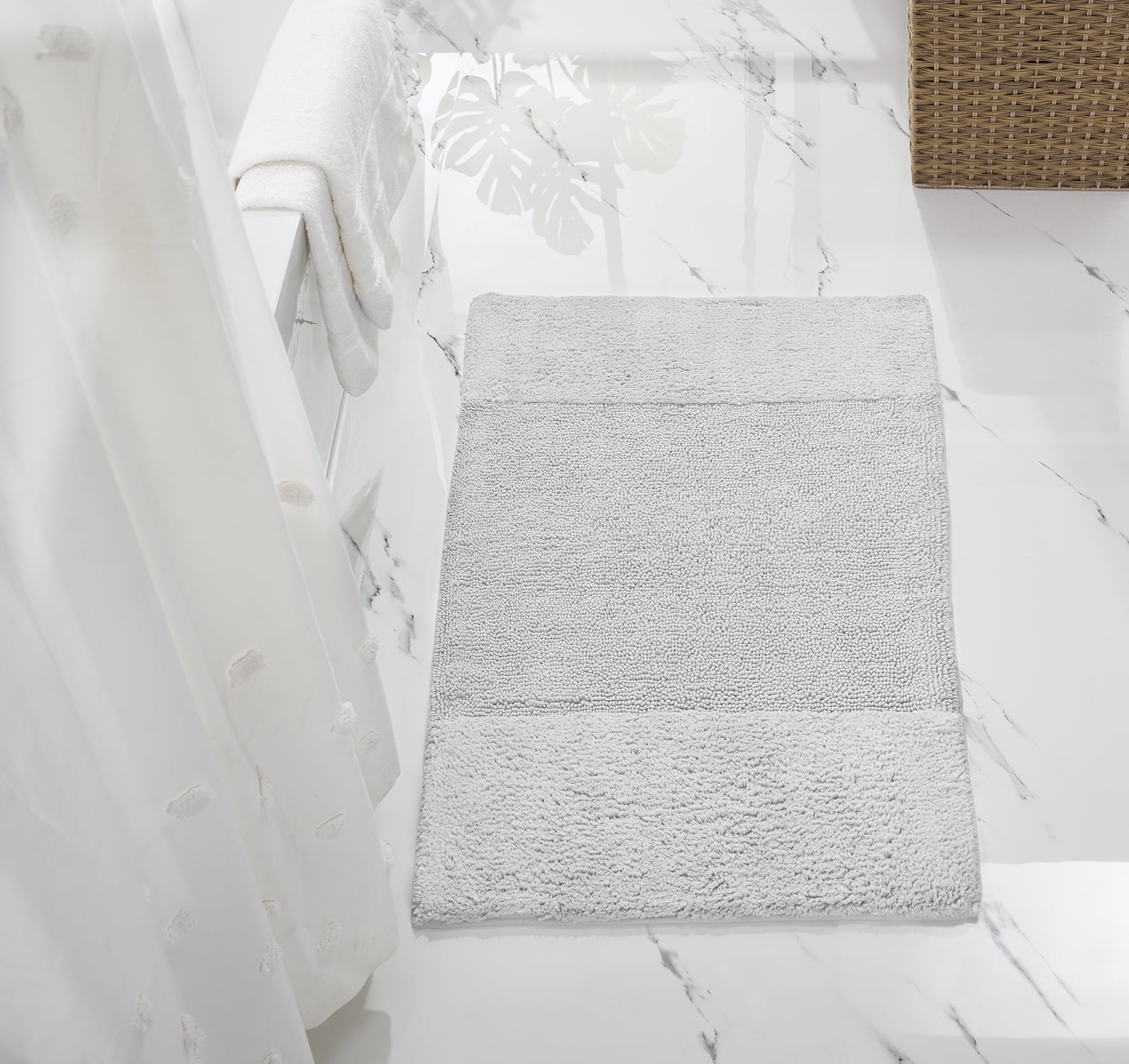 Better Trends 4 Piece Bathroom Rug Set, 100% Cotton, Extra Soft Tufted Bath Mat, Water Absorbent & Non Slip Bath Rug, (White) Granada Collection