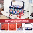 thumbnail image 2 of Sewing Basket with Sewing Kit Needles Thread Pins Scissors and Notions Boho Fan Print, 2 of 9
