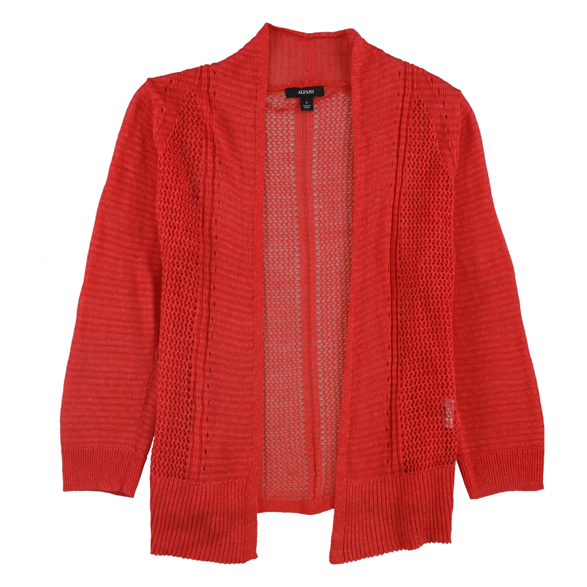 Alfani Womens Mixed Media Cardigan Sweater, Red, XLarge