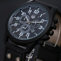 Ausyst Men's Watch Military Leather Date Quartz Analog Men's Quartz Wrist Watches Watches for Men