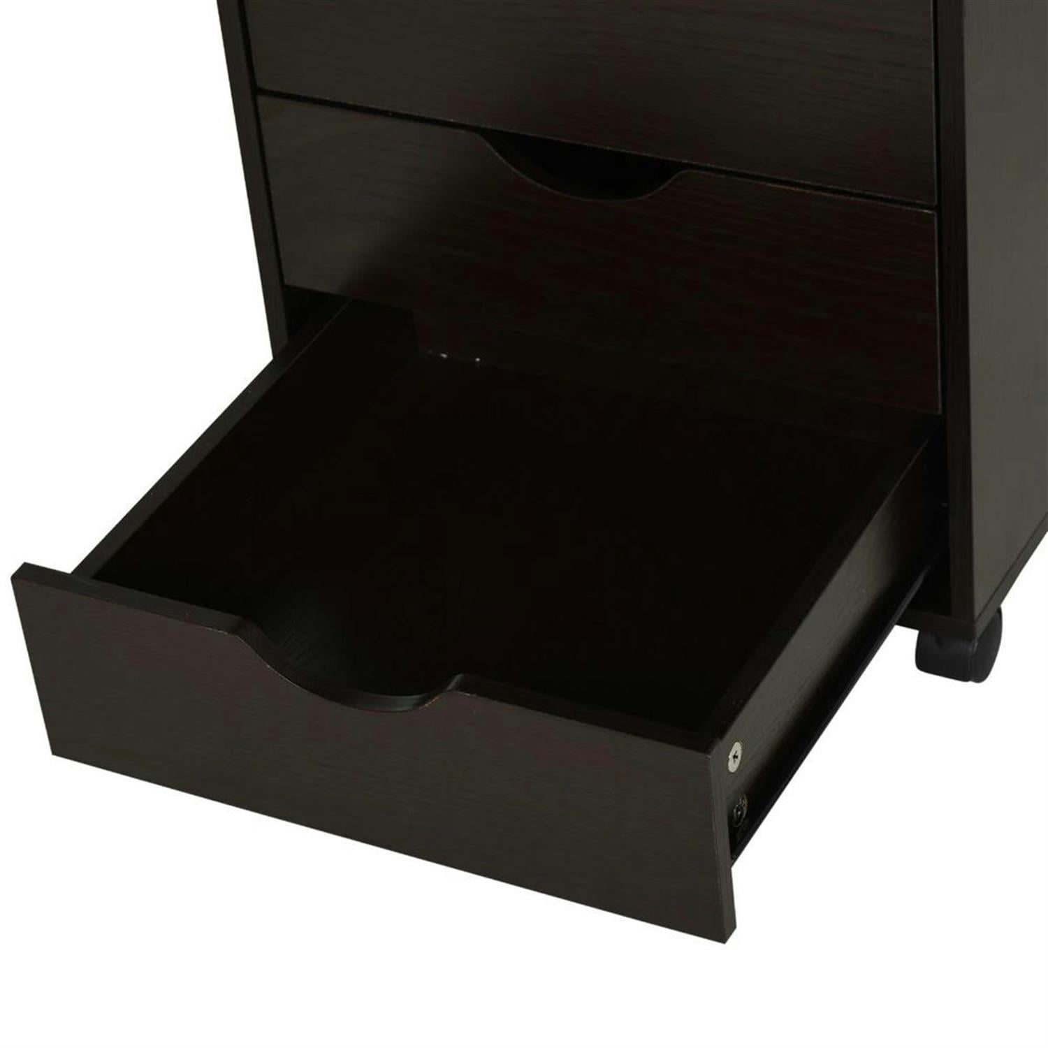 Demi Bonn Rolling Filing Cabinet with Castors, Modern 5 Drawer File Cabinet for Home Office, Printer Stand, Brown