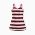 thumbnail image 3 of Barbie Toddler Girls Dresses Hot Pink Striped Letter Print Sleeveless A Line Sundress Sizes 3-4 Years, 3 of 10