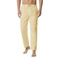 thumbnail image 2 of MRULIC jeans for men Home Men's Pants Pants Cotton-Linen Lightweight Elastic Waist Casual Loose Men's pants Men Casual Pants Khaki + M, 2 of 9